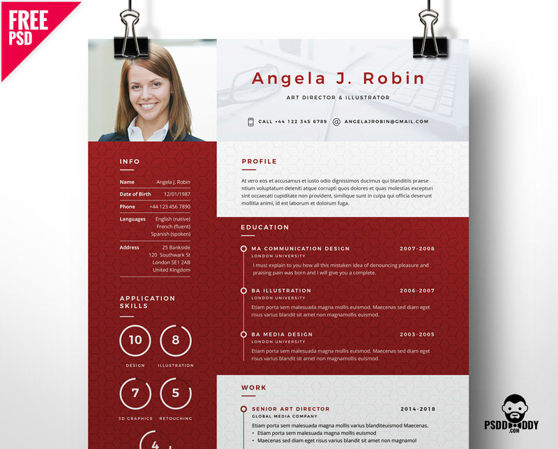 professional free resume template psd