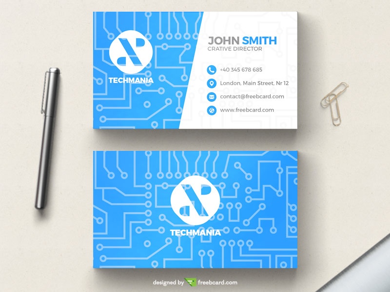 Free Minimal tech business card template download