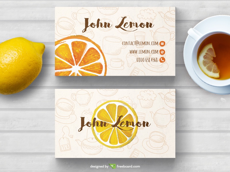 Free Tea business card in hand drawn style download