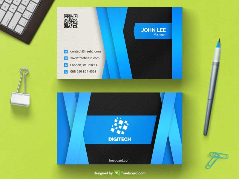 Free Glossy blue corporate business card download