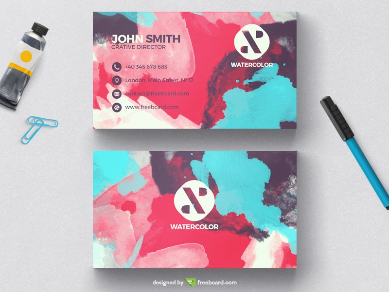 Free Creative watercolor business card template download