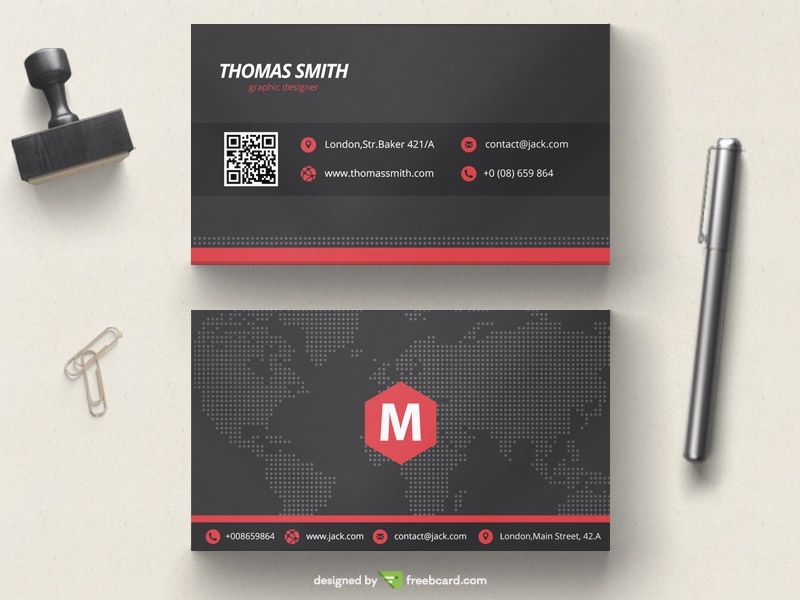 Free Black and red corporate business card download