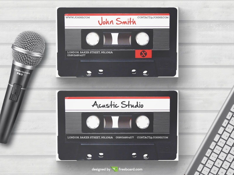 Free Retro cassette business card template download