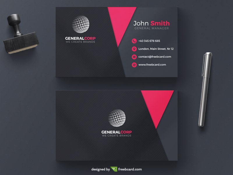 Free Pink and black corporate business card download
