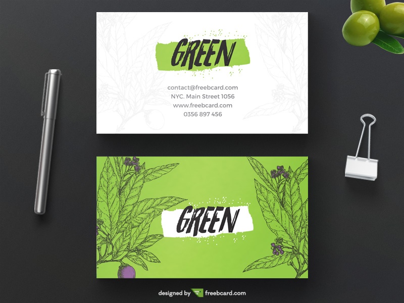 Free Green bio business card download