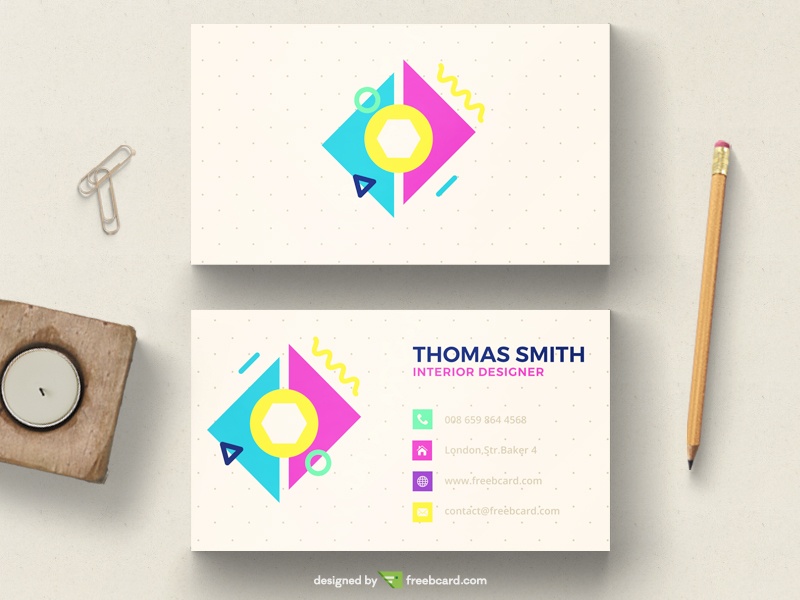 Free Colorful pastel minimal business card download