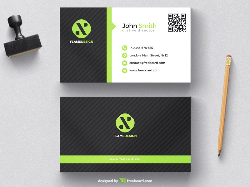 Free Green and black corporate business card template download