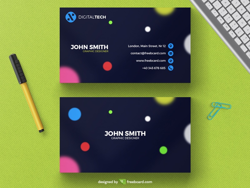 Free Modern business card with blurred circles download