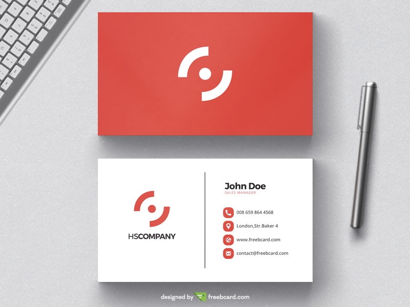 Free Clean red business card design download