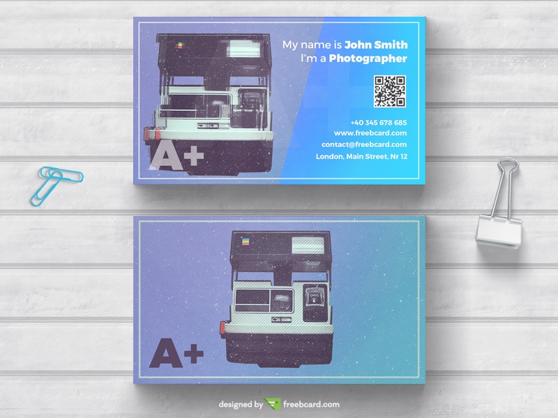 Free Retro photography business card download
