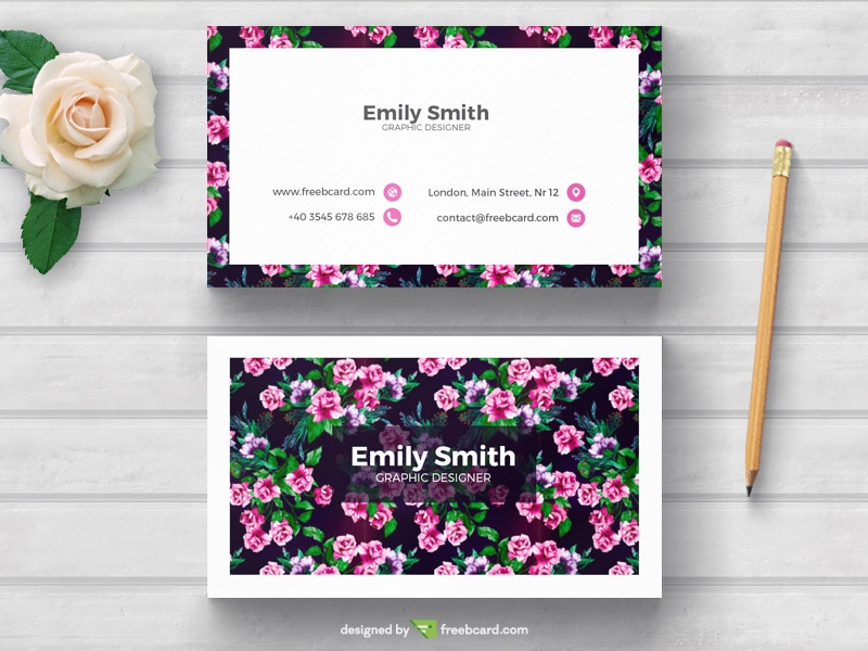 Free Floral business card template download