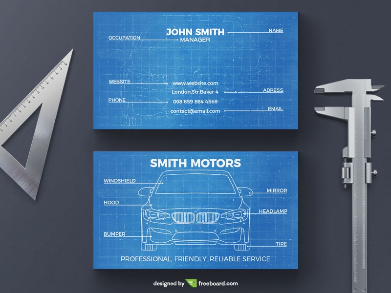 Free Car blueprint business card download