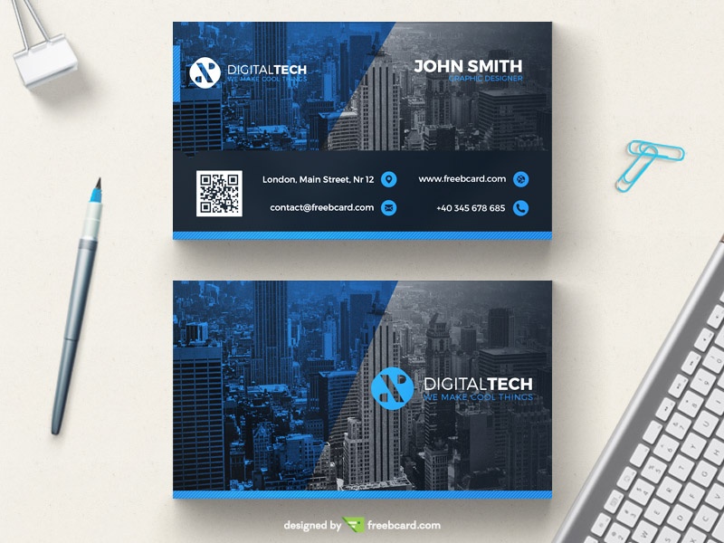 Free Blue and grey creative business card download
