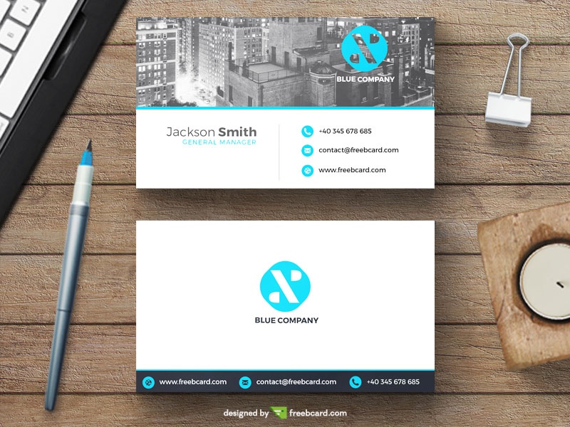 Free Minimal business card with new york skyline download