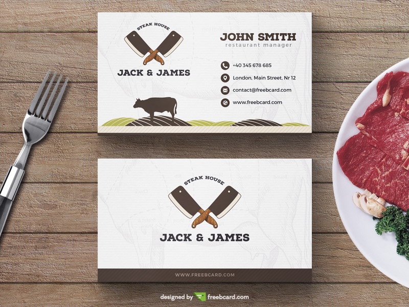 Free Steak Restaurant Business Card Template download