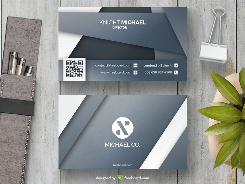 Free Grey abstract business card template download
