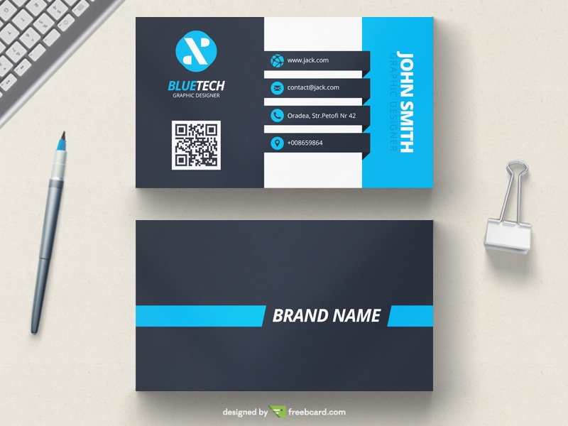 Free Stunning Blue Corporate Business Card Template download