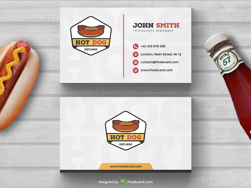 Free Hot-Dog Fast food Business Card Template download