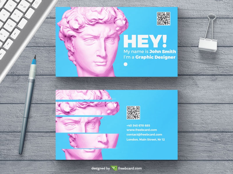 Free Minimal agency business card with statue head download