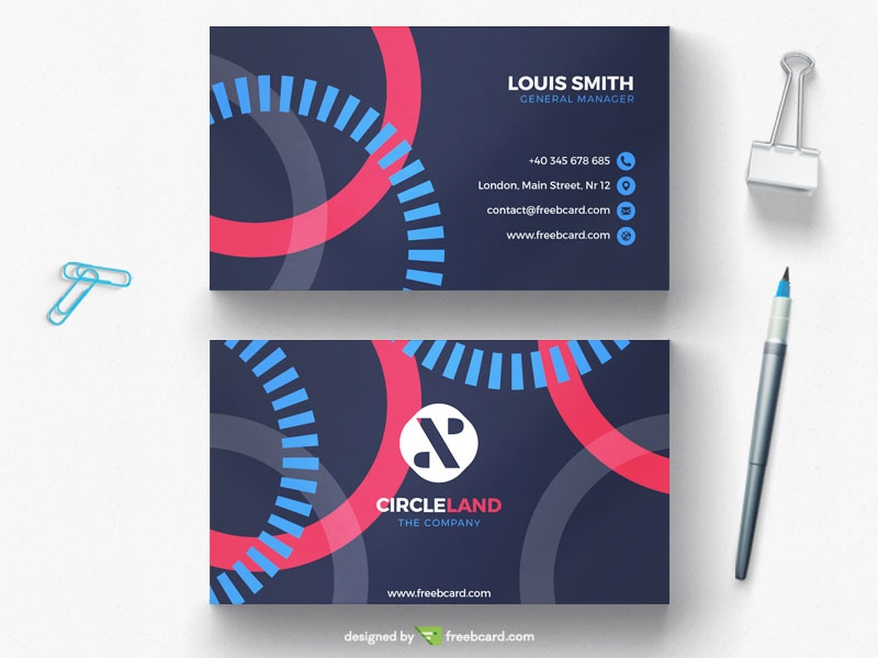 Free Minimal agency business card with circle elements download