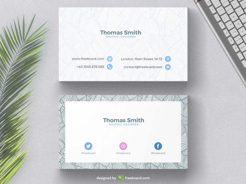Free Minimal business card with tropical background download