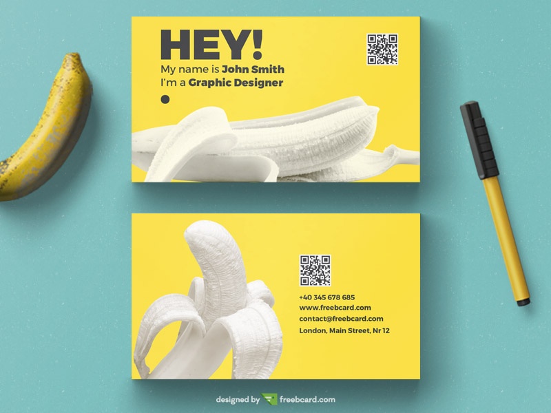 Free Yellow banana business card tempalte download
