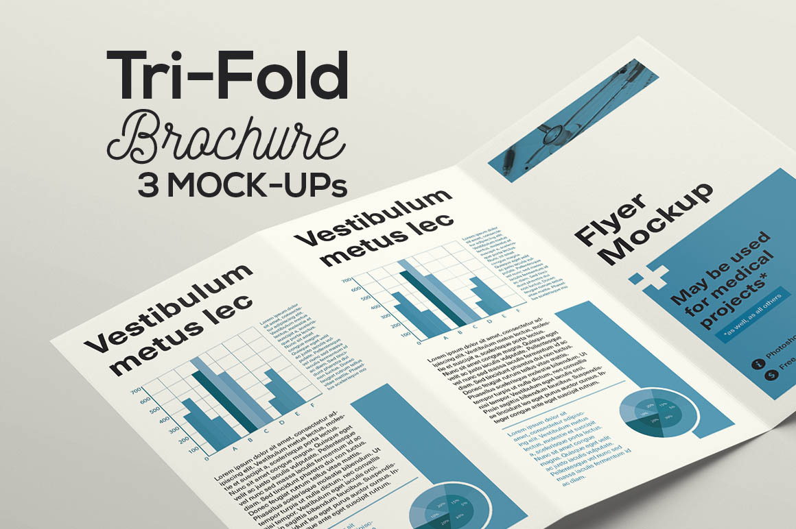 3 Tri-Fold Flyer Mock-ups