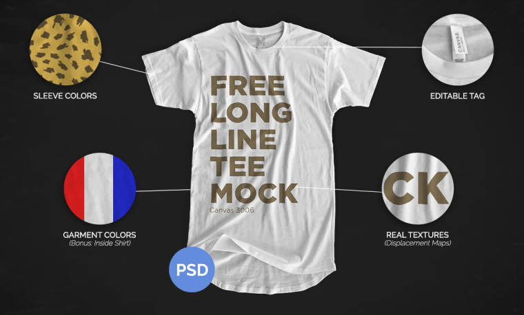 Free Longline T-Shirt Mock-up