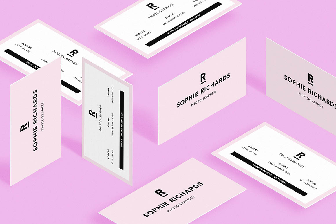 Perspective Business Cards Mockup