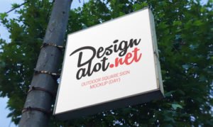 Outdoor Square Sign Mockup