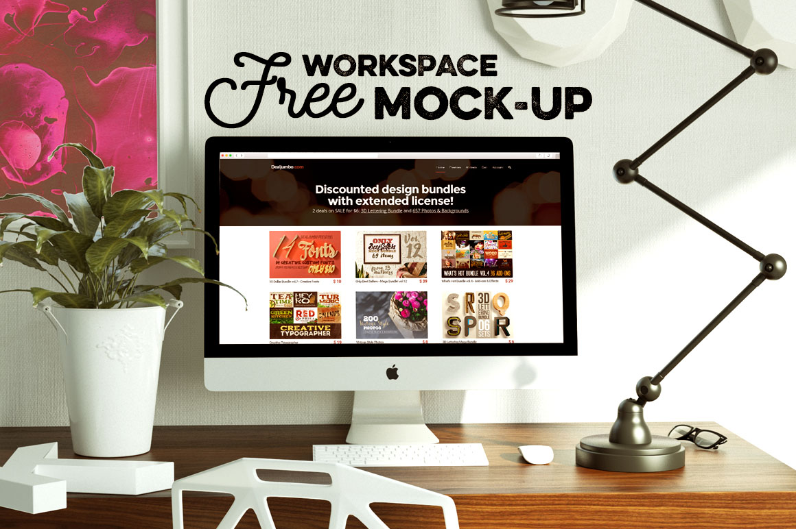 Free Modern Workspace Mock-up