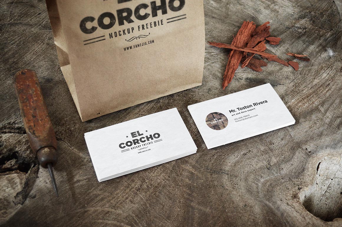 Crafted Business Cards Mock-up