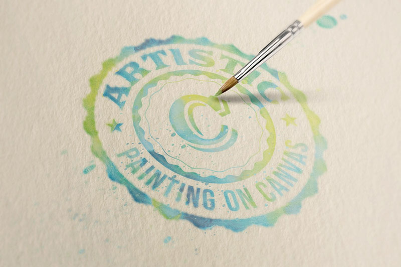 Free Logo/Text Mock-up - Watercolor Painting