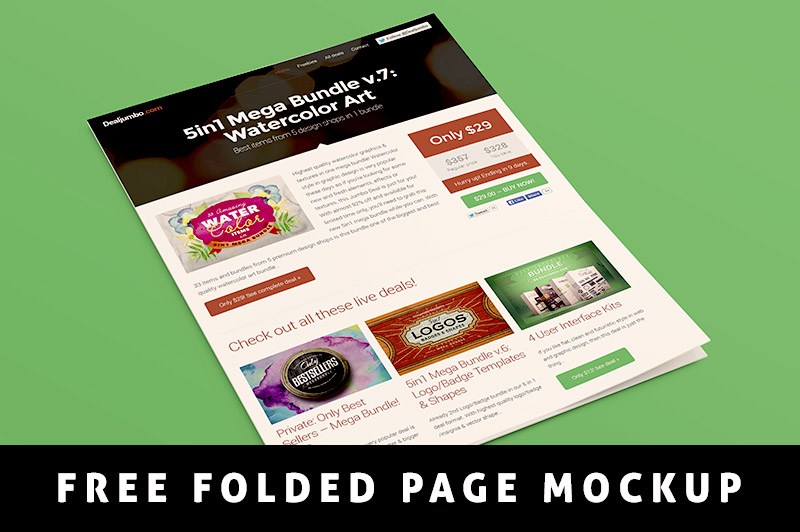 Free Folded Page Mockup