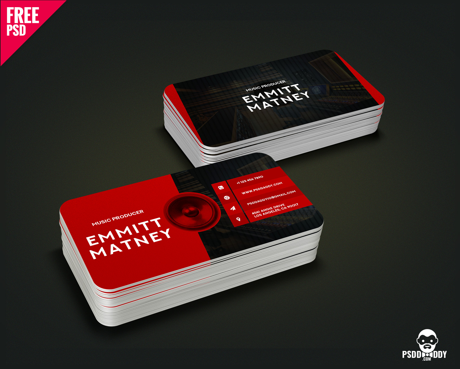 Download] Music Visiting Card Free PSD  PsdDaddy.com With Regard To Visiting Card Template Psd Free Download