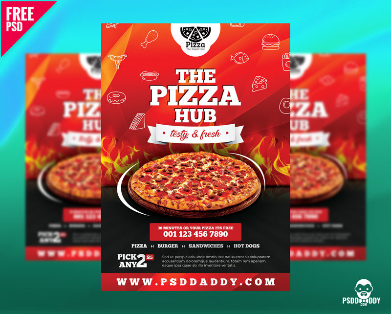 Download Pizza Hub Free Flyer Template Psddaddy Com
