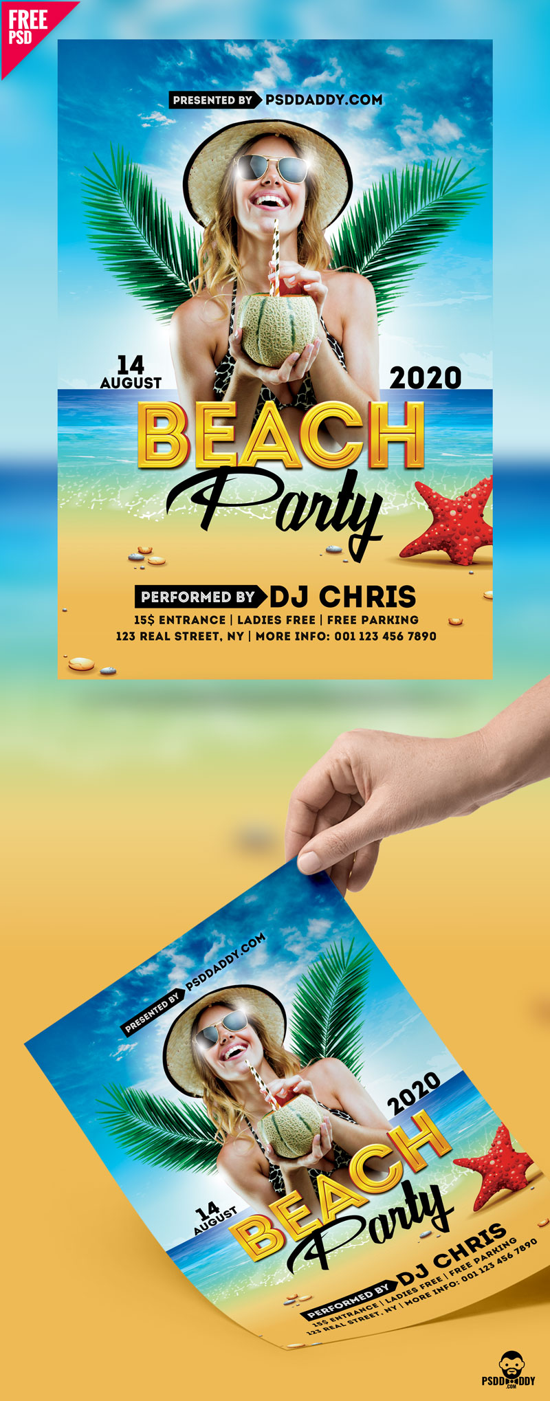 [Download] Beach Party Flyer Free PSD
