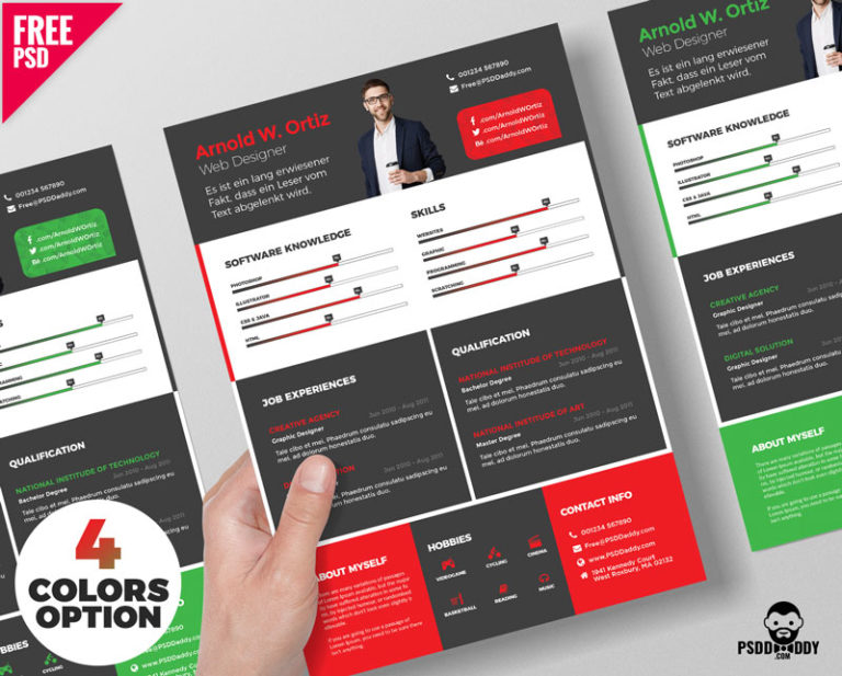 creative resume templates psd free download