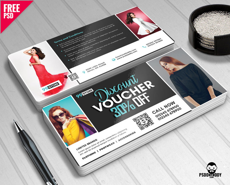 Download Discount Voucher Design Free Psd Psddaddy Com PSD Mockup Templates