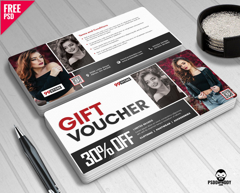 Gift voucher design print template discount card Vector Image