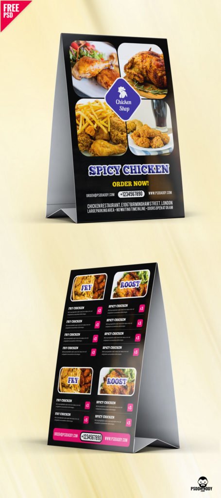 Restaurant Food Menu Table Tent Card PSD | PsdDaddy.com