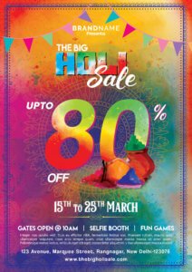 holi, flyer, holi sale, gulaal, colors, colours, colorful, flyer, free flyer, free psd, psd, festival sale, holi festival sale, patterns