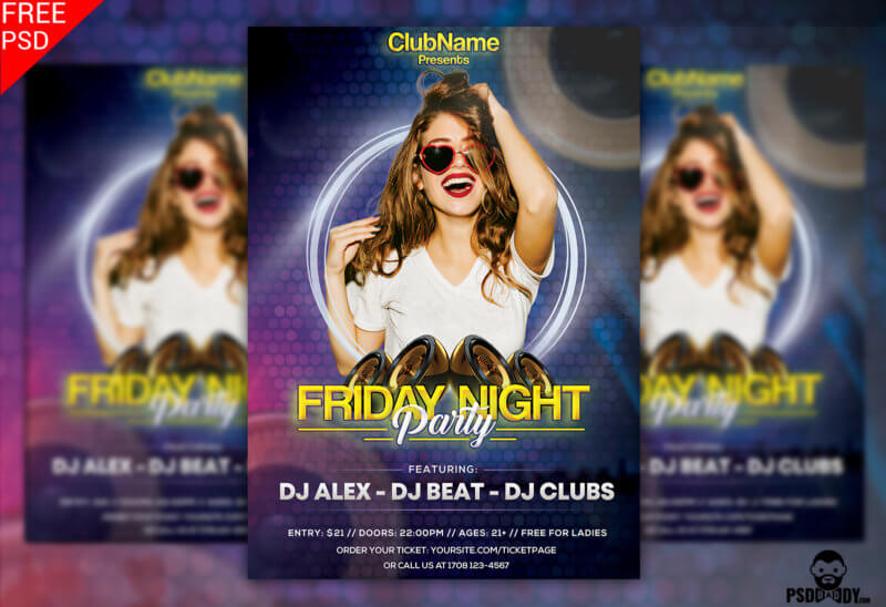 friday night flyer,night party,friday night party,party flyer,free psd,friday night flyer psd,saturday night party,weekend party,