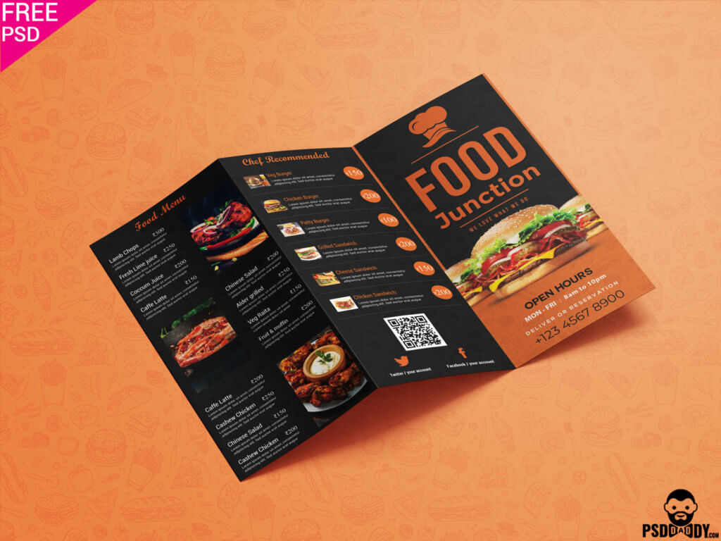  Restaurant  Trifold  Menu Brochure  PSD PsdDaddy com