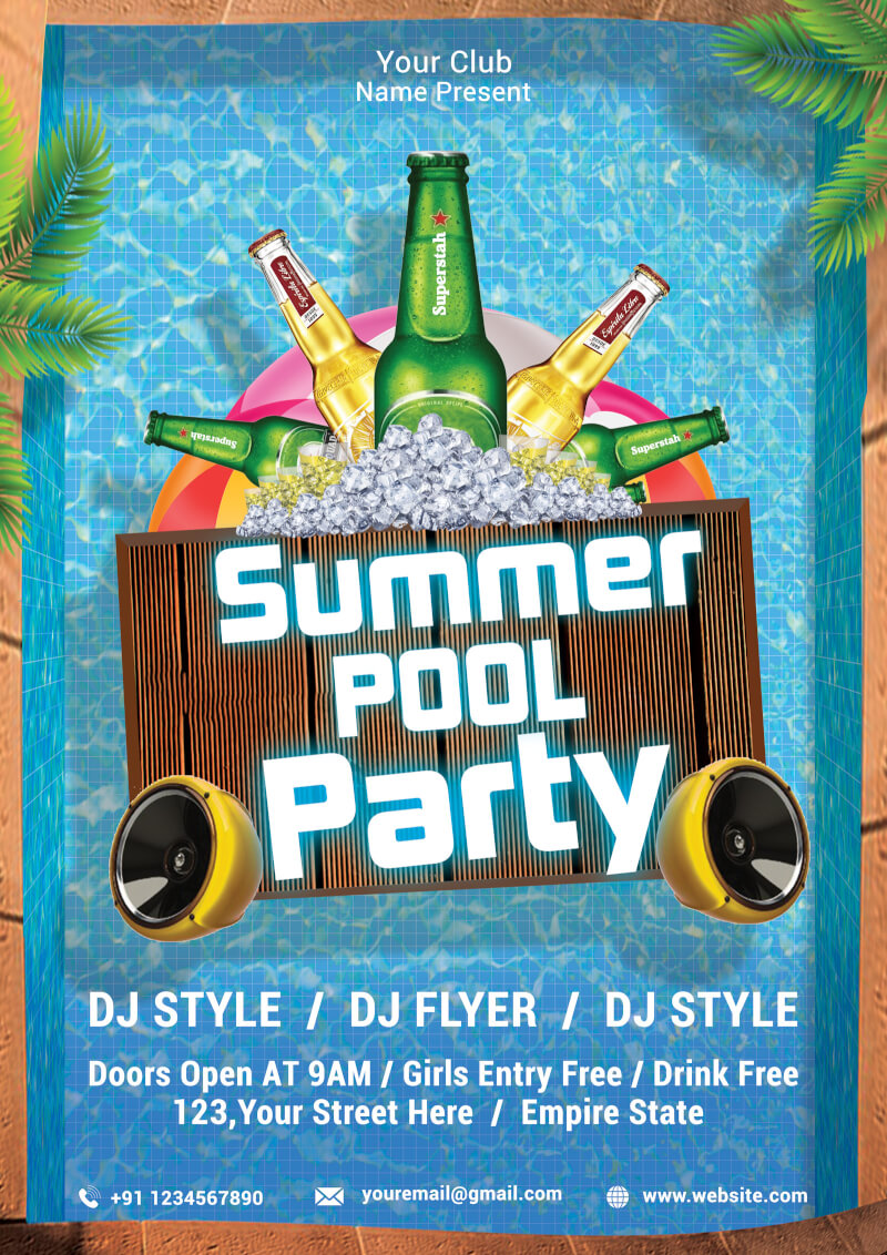 Summer Pool Party Flyer PSD Template  PsdDaddy.com Inside Free Pool Party Flyer Templates