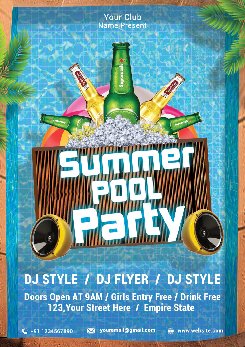  Template Blank Pool Party Invitation Background 348347