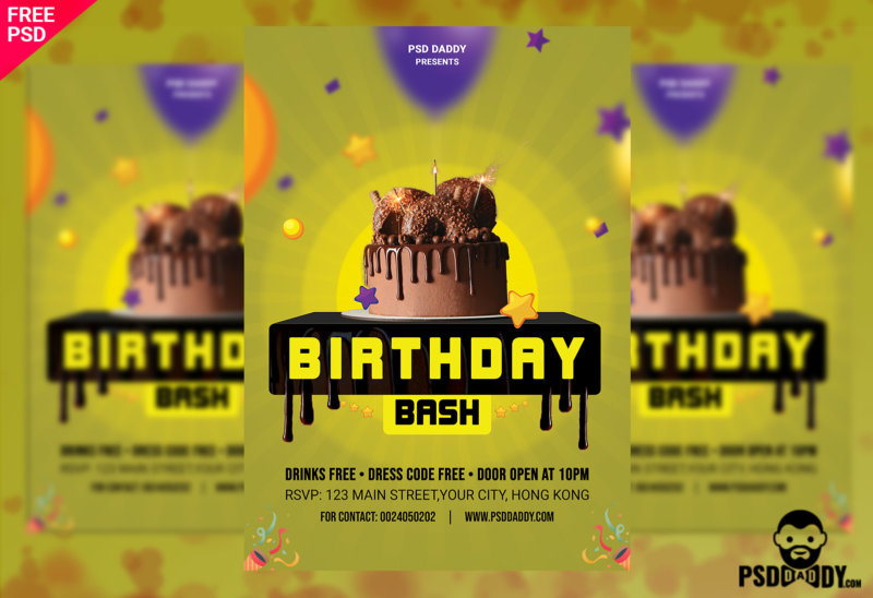 Birthday,Birthday Bash Flyer,Birthday Event,Birthday Invite,Birthday Party Flyer,Invitation Flyer,Invitation Social Media,Social media,Balloons,Cakes,Birthday Social Media