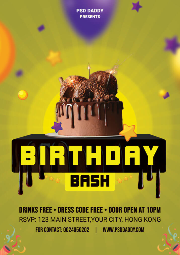 Birthday,Birthday Bash Flyer,Birthday Event,Birthday Invite,Birthday Party Flyer,Invitation Flyer,Invitation Social Media,Social media,Balloons,Cakes,Birthday Social Media
