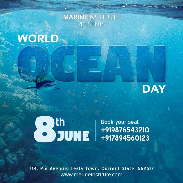 World Ocean Day Flyer + Social Media Free PSD Template | PsdDaddy.com