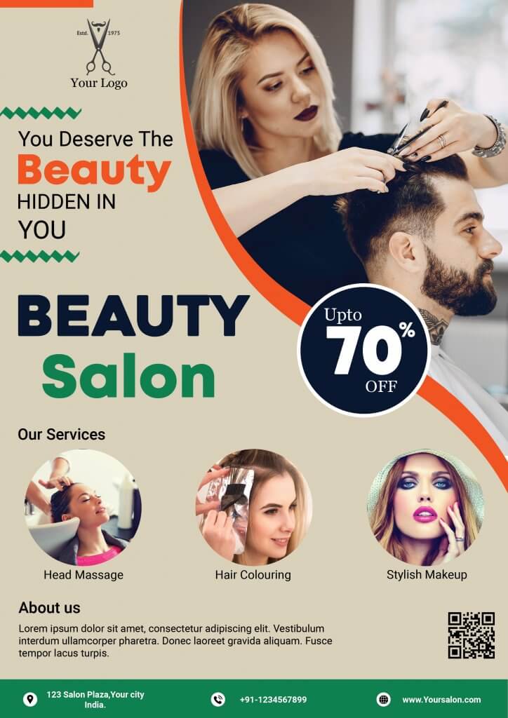 salon,beauty salon,spa,design,flyer,salon flyer,mens salon,unisex,palour,